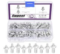 Swpeet 130Pcs 3 Sizes M5 × 7mm / 9mm / 11mm Aluminum Core Rivets with Round Head Assortment Kit, New Drive Rivets Knock Type Expansion Aluminum Rivets Aluminum Core Rivets for Households Mechanical