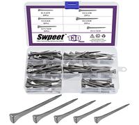 Swpeet 130Pcs 5 Sizes E2 E3 E4 E5 E6 Steel Horseshoe Nails Assortment Kit, 1.6" 1.7" 1.8" 2" 2.1" Horse Hoof Nails Horseshoe Tools Fix Horse Nail Palm for Horse Race Horse Horse Training
