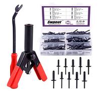 Swpeet 131Pcs Poly Rivet Gun Set with 1Pcs Rivet Removal Tool, 90Pcs Poly Rivet Assortment Kit Tool for All Plastic Rivets Safe Metal or Plastic Clips Removal - Free Fastener Remover Included