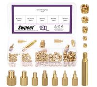 Swpeet 138Pcs 5 Sizes Heat-Set Threaded Inserts with 7 Sizes Internal Thread Type Heat-set Insert Tips and Soldering Iron Adapter Assortment Kit, Brass Threaded Insert Nuts for 3D Printing Component