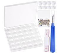 Swpeet 138Pcs White Prewound Bobbin Thread with Clear Storage Plastic Case Box, Polyester Thread Pre-Wound Bobbins Set Sewing Thread Kit for Hand Embroidery Machine Sewing Craft Supplies