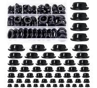 Swpeet 140Pcs Black Rubber Grommet Assortment Kit, 8 Sizes Eyelet Ring Gasket, Single Sided Round Firewall Hole Plugs Approx 2/13" 1/5" 5/16" 3/8" 1/2" 3/4" 13/16" 1" Drill Hole for Wiring, Boat
