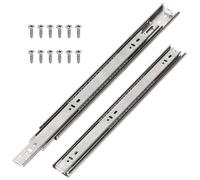 Swpeet 14Pcs 400mm Full Extension Less Noise Ball Bearing Metal Drawer Slides, 100 lb Load Capacity Heavy Duty Locking Side Mount Silver Slides with Screws