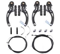 Swpeet 14Pcs Bike Brakes Sets, Including 2 Pairs V-Type Brakes, Universal Bike Front and Rear Brake Cable, Cable End Caps, Rubber Boot, V Brake Noodle Bend Pipe for Most Mountain Bike