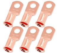 Swpeet 15 Pack Copper Battery Cable Lugs 4 AWG - 9.5mm (M10) UL Listed Battery Cable Ends, Bare Copper Grommets