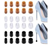 Swpeet 15 Pairs 3 Colors 5 Sizes Round High Heel Protector Caps Kit, High Heel Protectors, Noise-Reducing Heels Tip Cover, Anti-Slip Heels Stoppers Repair Caps Replacement for Stilettos, Pumps