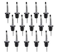 Swpeet 15 Pcs Stainless Steel Liquor Bottle Speed Pourers Tapered Spout with Rubber Dust Caps Perfect for Pubs, Clubs, Restaurants, Bars, Coffee Shops and Diners
