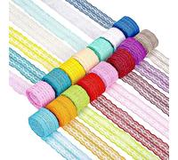 Swpeet 15 Rolls in Total 165 Yards 4.5cm×11 Yards Colorful Lace Ribbon Bilateral Floral Pattern Fabric Lace Ribbon, Vintage Lace Ribbons Lace Trim Ribbon Crafting (Mixed Color, 4.5CM)