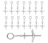 Swpeet 15 Set M4×75mm Eye Bolt Toggle Bolts and Wing Nut Kit with Hex Nuts, Washers Assortment Kit, Heavy Duty Butterfly Toggle Anchors Swag Hooks for Hanging Heavy Items on Drywall
