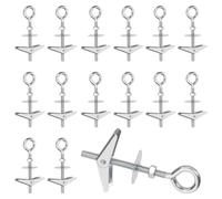 Swpeet 15 Set M6×70mm Eye Bolt Toggle Bolts and Wing Nut Kit with Hex Nuts, Washers Assortment Kit, Heavy Duty Butterfly Toggle Anchors Swag Hooks for Hanging Heavy Items on Drywall