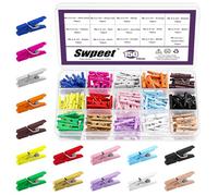 Swpeet 150Pcs 15 Colors 2.5cm Mini Natural Wooden Clothespins with Strong Springs Rust Resistant Clothespins Kit for Classroom, Photos, Crafts, Decorative Tiny Cards