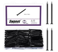 Swpeet 150Pcs 2-3/8" Black Hardware Nails Assortment Kit, Steel Nail, 3.6x60mm Galvanized Nails, Small Nails, Finishing Nails, Wall Nails, Wood Nails, Nails for Concrete Brick