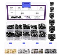 Swpeet 150Pcs 6 Sizes 6mm/7mm/8mm/9mm/10mm/12mm Gun Black Spike Rivet Pyramid Rapid Rivet Studs Kit, Square Rivets Metal Pyramid Fits for Bag Leather Clothing Shoes Rivet Handicraft DIY Punk