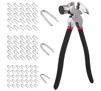 Swpeet 151Pcs 10 Inch Fencing Plier with Hammer Head and 3 Sizes 3/4" 5/6" 3/2" Steel Wire Staples Set, Nail Puller Pliers, Staple Puller for Installing, Maintaining and Repairing Wire Fences