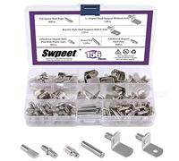 Swpeet 156Pcs 6 Styles Shelf Pins Kit, Top Quality Nickel Plated Shelf Bracket Pegs Cabinet Furniture Shelf Pins Support for Shelf Holes on Cabinets, Entertainment Centers