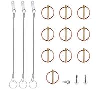 Swpeet 15Pcs 5/16 x 1"-3/4" Spring-Loaded Lynch Pin Linch Pin and Stainless Steel Lanyard Cables and Quick Release Ring with 410 Stainless Steel Self Drilling Sheet Metal Screws Kit for Farm