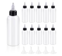 Swpeet 15Pcs Clear Dispensing Bottles with Small Funnels Kit, 4oz Boston LDPE Plastic Bottle, 100ML Empty Squeeze Dropper Bottles with Twist Top Cap Kit for Inks Oils Liquids, Plastic Squeeze Bottles