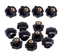 Swpeet 15Pcs M10 7 Star Knob Female Thread Nut Clamping Knob Grip Assortment Kit, Star Shape Hand Knobs Black Plastic Screw-On Handle Clamping Knob for Mechanical Equipment (M10)