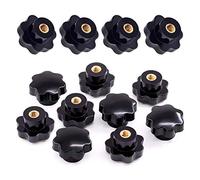 Swpeet 15Pcs M8 7 Star Knob Female Thread Nut Clamping Knob Grip Assortment Kit, Star Shape Hand Knobs Black Plastic Screw-On Handle Clamping Knob for Mechanical Equipment (M8)