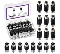 Swpeet 15Pcs Nickel Plated RCA Female to Female Coupler and 15Pcs RCA Male to Male Coupler Kit, RCA Audio Video Adapter, RCA Cable Extension Connector, RCA Adapter for Speaker, RCA Cable, Amplifier