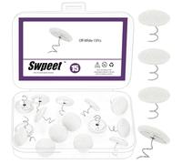 Swpeet 15Pcs Rice White Fabric Covered Button Twist Pins, Furniture Linen Pins, Upholstery pin for Securing Bedskirts, Bed Cover, Sofa cushion, Slipcovers, Headliners and other Fabric