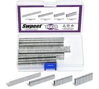 Swpeet 1609 Counts 4 Sizes K413 K419 K425 F15 18 Gauge Steel Approx 1/4" ×1/2"/3/4"/1" Silver Narrow Crown Staples and Brad Nails (5/8"), Galvanized Finish for Pneumatic, Electric Stapler/Brad Nailer