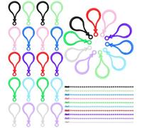 Swpeet 160Pcs 10 Colors Plastic Lobster Claw Clasps with 10 Colors Ball Chains Assortment Kit, Lobster Claw Keychain Clips Claw Snap Clip Hooks for Jewelry Making DIY Crafts Keychains