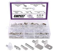 Swpeet 160Pcs 6 Styles Shelf Pins Kit, Top Quality Nickel Plated Shelf Bracket Pegs Cabinet Furniture Shelf Pins Support for Shelf Holes on Cabinets, Entertainment Centers