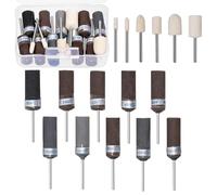 Swpeet 16Pcs 1/8" and 3/32" Shank Grinding Stone Set, Mounted Polishing Grinding Wheels Set Contains 2 Shapes 3 Sizes Wool Felt Bit and 10mm 180-2000 Grit Sandpaper Bar Stick for Metal Wood