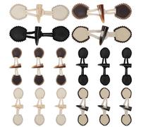 Swpeet 16Pcs 4 Color Dark Brown/Beige/Black/Khaki Pu Leather Sew-On Toggles Closure with Resin Horn Button, Vintage Sewing Toggle Buttons for Coat Clothing Jacket, Sweater, Windbreaker, Knitwear