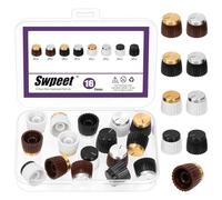 Swpeet 16Pcs 8 Colors 20x16mm 6mm Knurled Shaft Push-on Potentiometer Knob Assortment Kit, Plastic & Metal Potentiometer Volume Control Rotary Knob, Potentiometers Knob for Amplifier