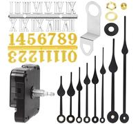 Swpeet 16Pcs Shaft Length 23mm - 29/32 Inch DIY Wall Clock Movement Mechanism Repair Kit, 1P Clock Movement with Hooks, 4 Pairs Black Different Sizes Hour hands and Minute Hands, 2 Set Clock Numerals