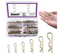 Swpeet 175Pcs 6 Sizes Mixed Zinc Plated Steel Cotter Pin Hair Pin Hitch Pin R Shape Clips Fastener Fitting Assortment Kit, Multiple Sizes Hair Pins R Clips Fastener Set for Use on Hitch Pin