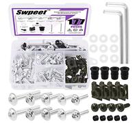 Swpeet 177Pcs 2 Sizes M5 M6 Motorcycle Fairing Bolt Assortment Kit, Motorcycle Windscreen Screws Fasteners Fixing Sportbike Bolts Fairing for All Models & Years Sport Bikes (Sliver)