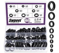 Swpeet 180Pcs 8 Common Sizes Black Rubber Grommet Assortment Kit, Rubber Wire Grommets for Holes, Firewall, Cable, Automotives and Wires Protection, Approx 1/4" 5/16" 3/8" 1/2" 9/16" 5/8" 7/8" 1"