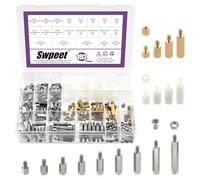 Swpeet 192Pcs M4 21 Sizes 3 Material Iron Nickel Plated/Brass/Nylon Hex Spacer Standoff Screw Nut Assortment Kit, Standoff Male Female Metric Thread Motherboard Spacer for Crcuit Board Fixing