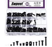 Swpeet 195Pcs 2 Sizes M5 M6 Carbon Steel Universal Fairing Bolt Kit Assortment Kit, Motorcycle Windscreen Screws Fasteners Fixing Sportbike Bolts Fairing for All Models & Years Sport Bikes