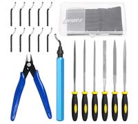 Swpeet 19Pcs Deburring Tool with 6Pcs Needle Files, Diagonal Cutting Pliers, and 11Pcs Extra High Speed Steel Blades Assortment Kit for Resin Aluminum 3D Art