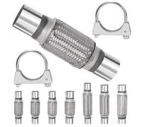 Swpeet 1Pcs 2 X 6 Inches Exhaust Flex Pipe with 2 Inches Exhaust U Clamp Kit, Universal Type Stainless Steel Double Braid Zinc Pipes Exhaust Flex Tube Ideal for Heavy Duty and Cars