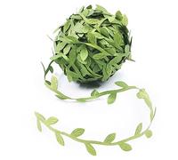 Swpeet 1Pcs Olive Green Leaves Leaf Trim Ribbon, 40m-131Ft Artificial Vines Leaves String Trim Ribbon, Decorative Jungle Botanical Greenery Leaf Ribbon for Home Wedding Party Gift Wrapping DIY Craft