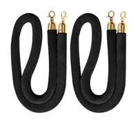Swpeet 2 Pack of 5 Feet Black Velvet Stanchion Rope Kit with Gold Plated Stainless Steel Snap Hooks, Crowd Control Barriers Ideal for Movie Theaters Grand Openings Wedding Celebrations