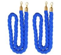 Swpeet 2 Pack of 5 Feet Blue Hemp Barrier Ropes Kit with Gold Plated Stainless Steel Snap Hooks, Stanchion Twisted Rope Ideal for Movie Theaters Grand Openings Wedding Celebrations