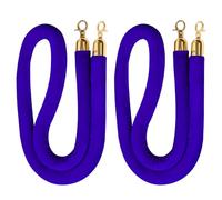 Swpeet 2 Pack of 5 Feet Blue Velvet Stanchion Rope Kit with Gold Plated Stainless Steel Snap Hooks, Crowd Control Barriers Ideal for Movie Theaters Grand Openings Wedding Celebrations
