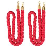 Swpeet 2 Pack of 5 Feet Red Hemp Barrier Ropes Kit with Gold Plated Stainless Steel Snap Hooks, Stanchion Twisted Rope Ideal for Movie Theaters Grand Openings Wedding Celebrations