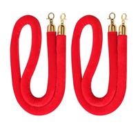Swpeet 2 Pack of 5 Feet Red Velvet Stanchion Rope Kit with Gold Plated Stainless Steel Snap Hooks, Crowd Control Barriers Ideal for Movie Theaters Grand Openings Wedding Celebrations
