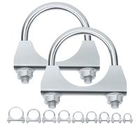 Swpeet 2 x Galvanised 2.50 mm Exhaust U Clamp Kit, Galvanised Silencer U Bolt Clamp, Universal Heavy Duty U-Bolt Silencer Clamp Ideal for Tip Pipe Connection