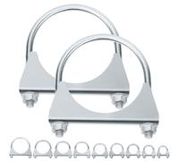 Swpeet 2 x galvanised 3.76 mm exhaust U clamp kit, galvanised silencer U-bolt clamp, universal heavy duty U-bolt silencer clamp, ideal for tip pipe connection
