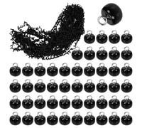 Swpeet 20 Yard Black Nylon Braid Trim with Elastic Button Loop and 50Pcs Half Domed Pearl Buttons Kit, Elastic Cord with Buttonhole for General Use Costume Crafts