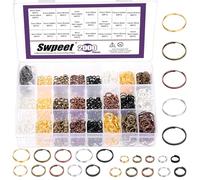 Swpeet 2000Pcs Colorful 5 Sizes 3MM 5MM 8MM 10MM 14MM Small Metal Split Ring Jump Ring Key Rings Kit, Double Closed Loop Jump Rings for Key Chains Jewelry Making