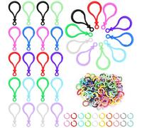 Swpeet 200Pcs 10 Colors Plastic Lobster Claw Clasps with Mixed Colors Open Jump Rings Assortment Kit, Lobster Claw Keychain Clips Claw Snap Clip Hooks for Jewelry Making DIY Crafts Keychains